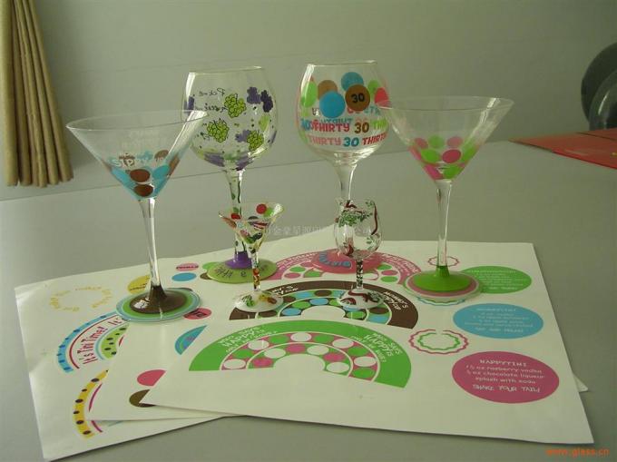 Professional Custom Wine Glass Decals , Water Transfer Glass Cup Decals